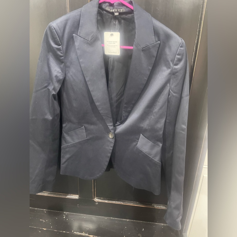 Theory blue pin striped blazer, Sz 10